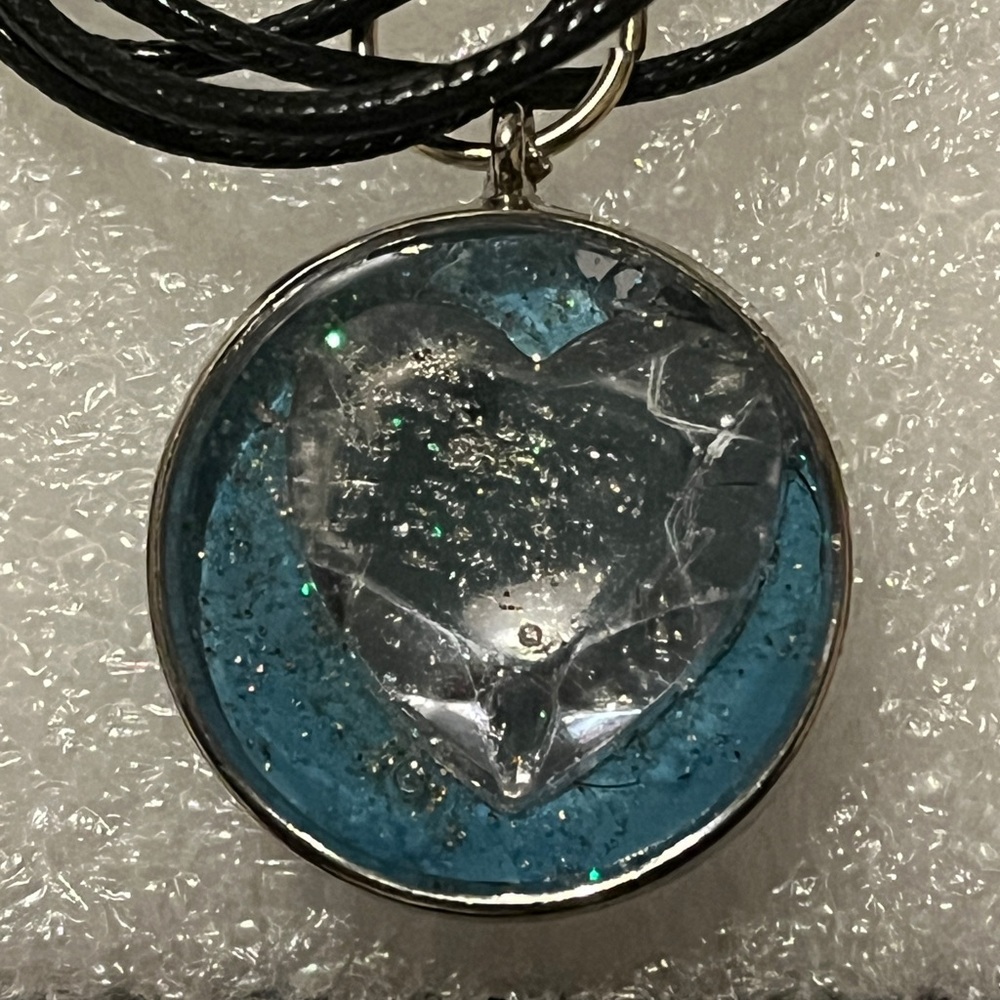 Blue and Silver Heart Pendant Necklace